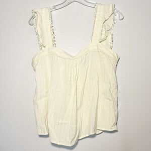 Sezane Cream Abby Ecro Metallic Ruffle Top - 42 / 10